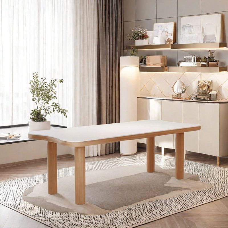 Creamy Style Simple Exquisite Rock Slab Table, Brown, 29.52"H x 62.99"L x 31.49"W