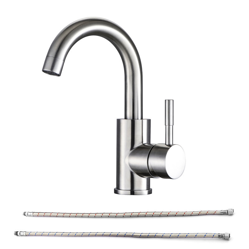 Robinet pour salle de bain à un trou en nickel brossé avec une poignée - conçu pour une longue durée de vie et une performance fiable offrant un débit d'eau de 1,75 gal / min