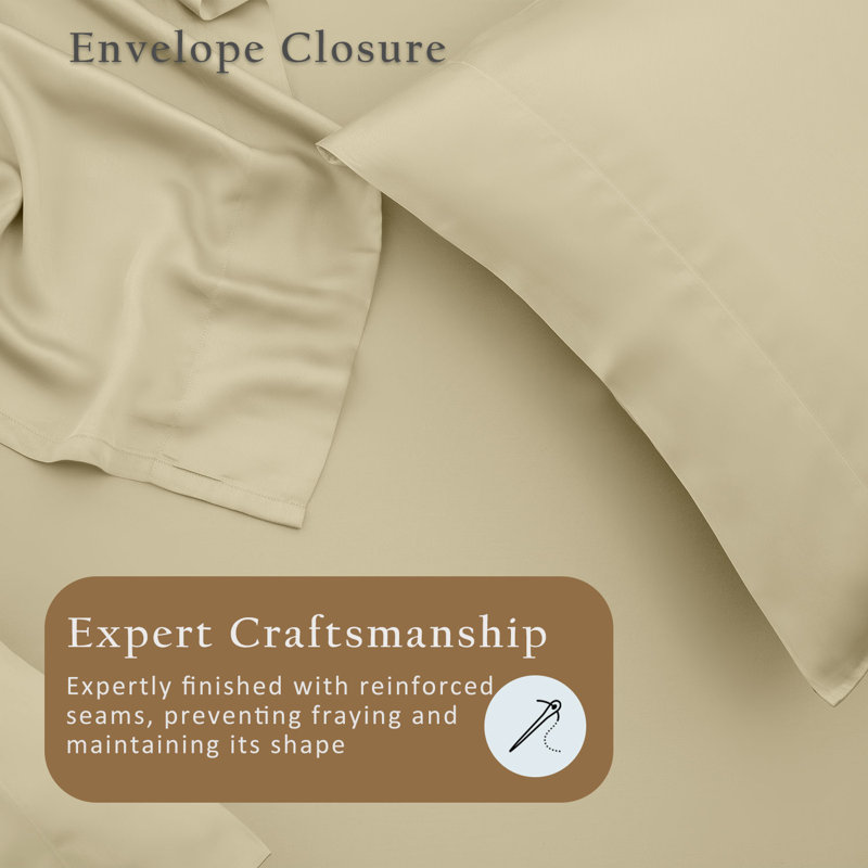 TOSMO Bamboo Viscose Pillow Case 2 Pack Breathable & Cooling, California King Pillowcase Pack, Dune