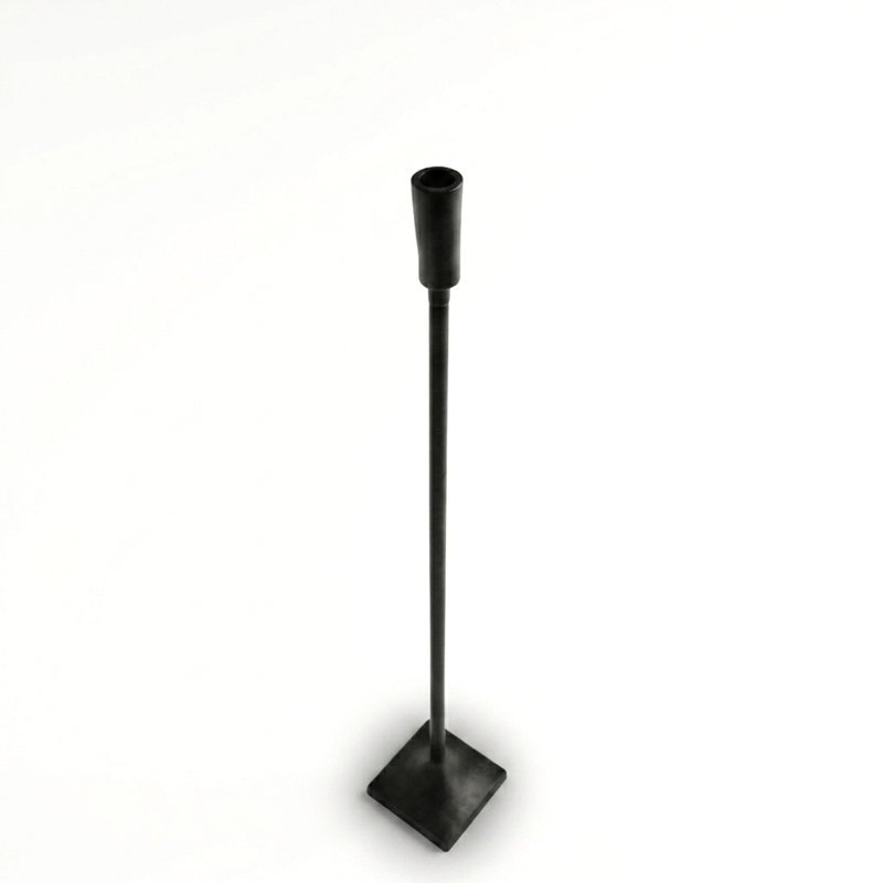 Bougeoir noir à base carrée, H 27,56 po x l 3,9 po x P 3,9 po