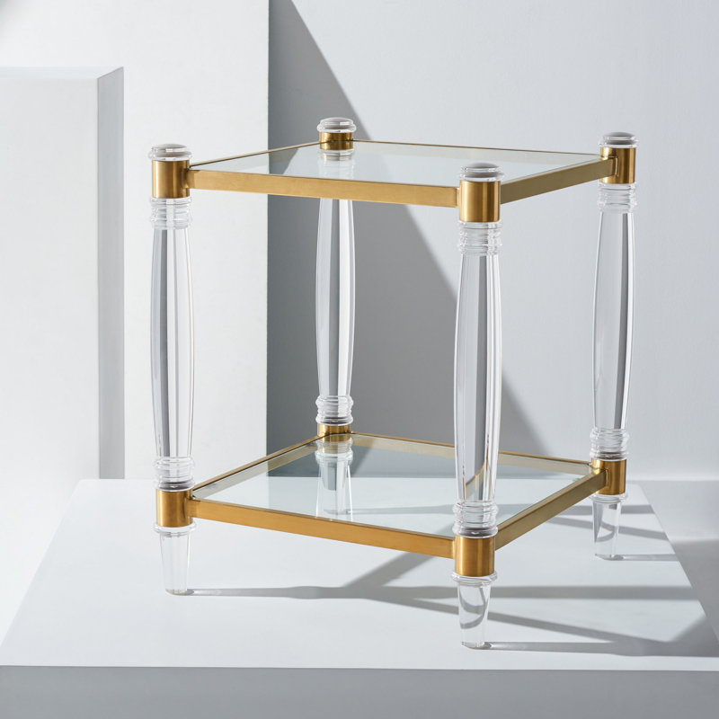 Table de bout avec rangement Haykaz, Transparent / or