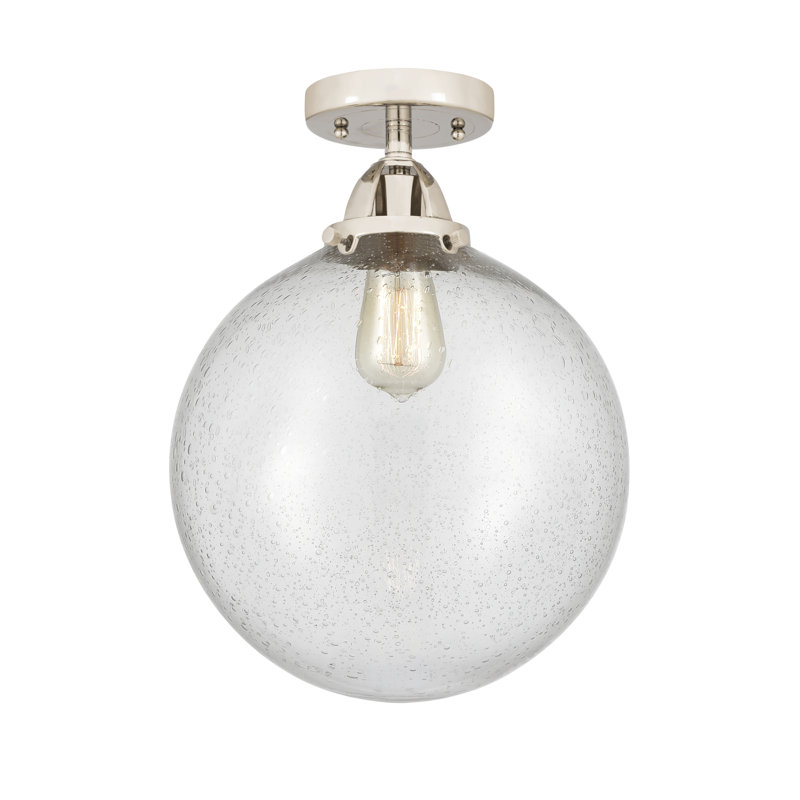 Plafonnier semi-encastré en verre Alfonsa, Non, Nickel poli, DEL