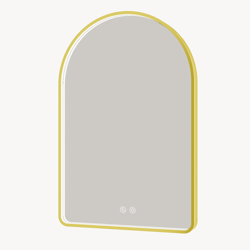 Miroir de salle de bain à DEL avec lumières, miroir de salle de bain arqué avec antibuée, température de 3 couleurs, fonction de mémoire, à intensité variable