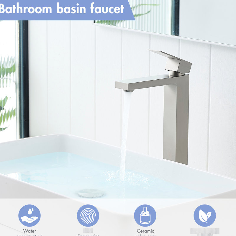 Waterfall Basin Faucet, Single Hole Handle For Bathroom, Deck - Mounted, Filler, Rust And Tarnishing Faucet Bathroom Sink, Installation, Pop Up Drain, Geometric Shape, Manual