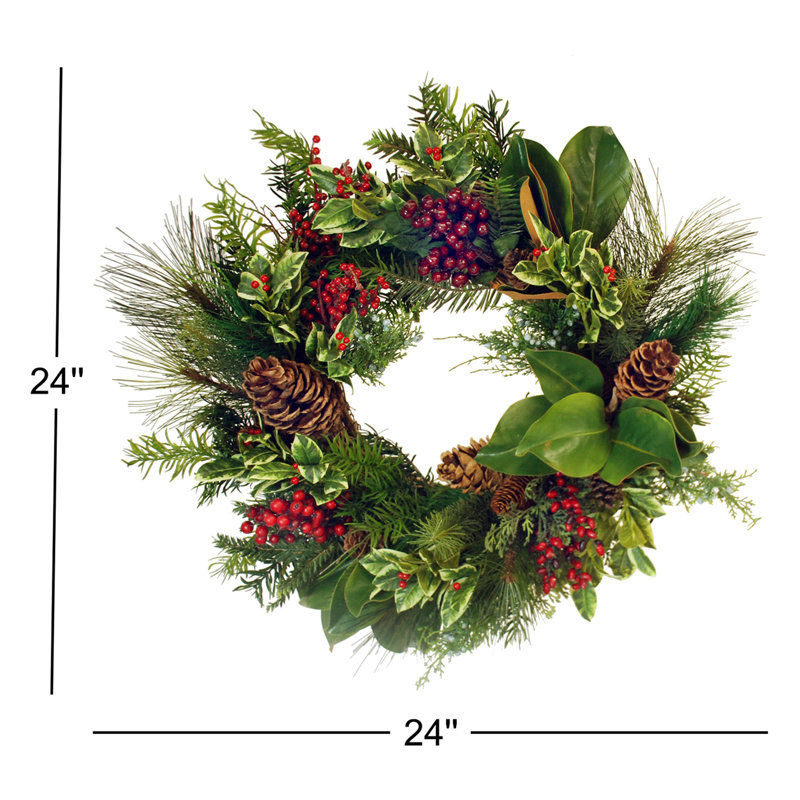 Couronne de 24 po Holly Pine Magnolia