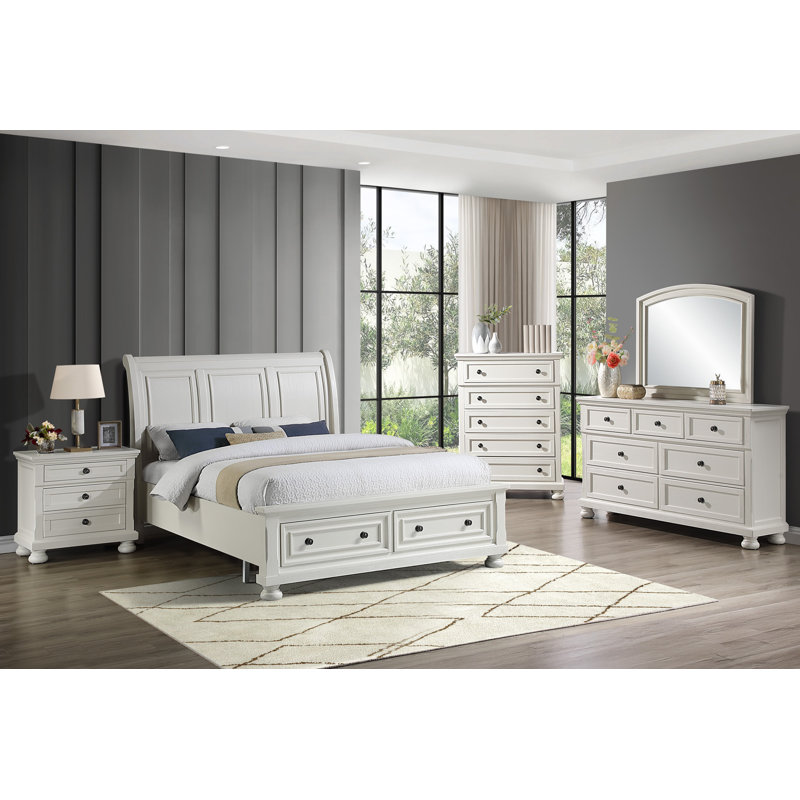 Kynsleigh Low Profile Storage Platform Bed, Oyster White, King