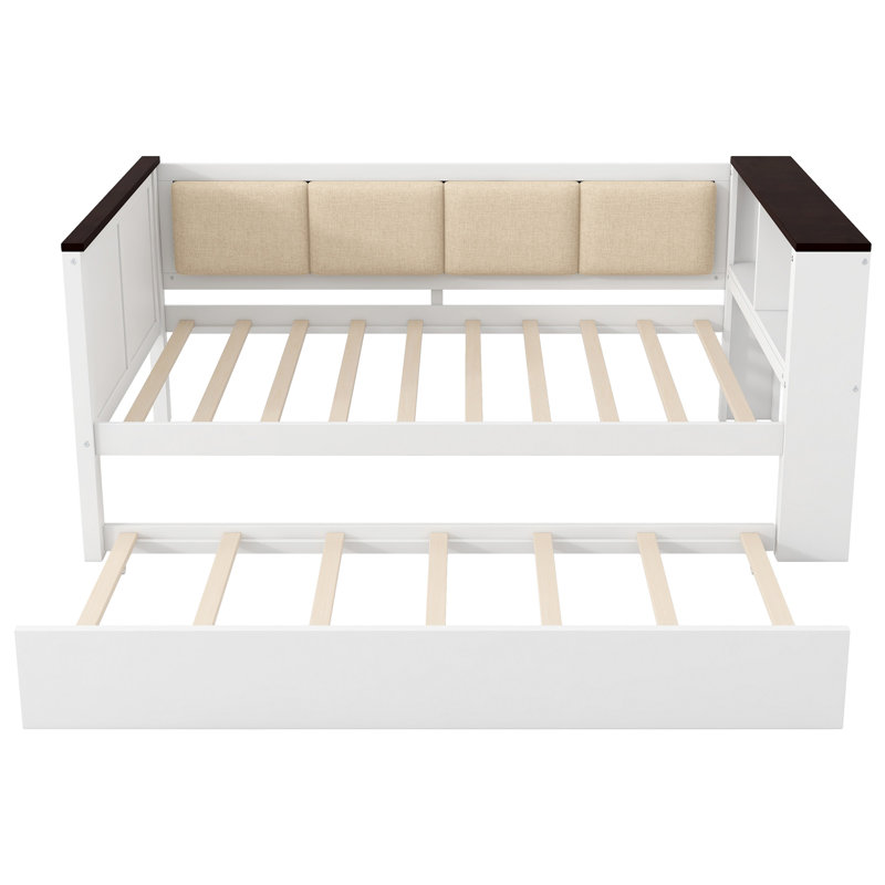 Wood Daybed With Storage Shelves, Twin