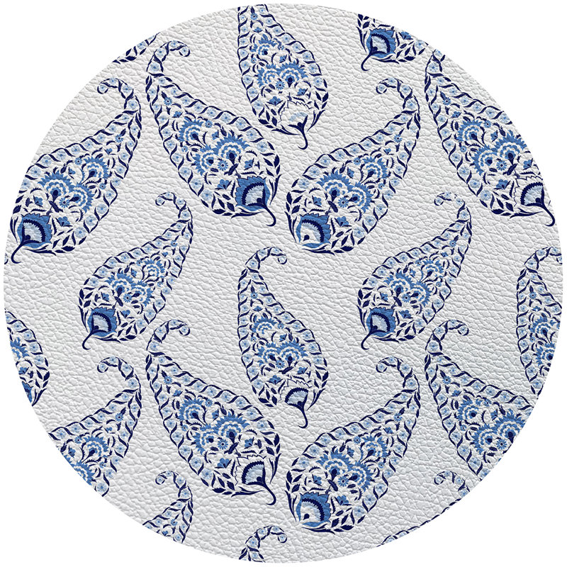 Indian Paisley 16" Vinyl Placemat, White Blue