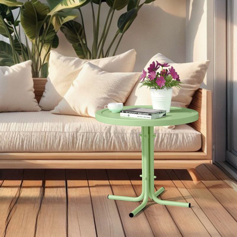 Table d'appoint de patio en acier vert, Vert