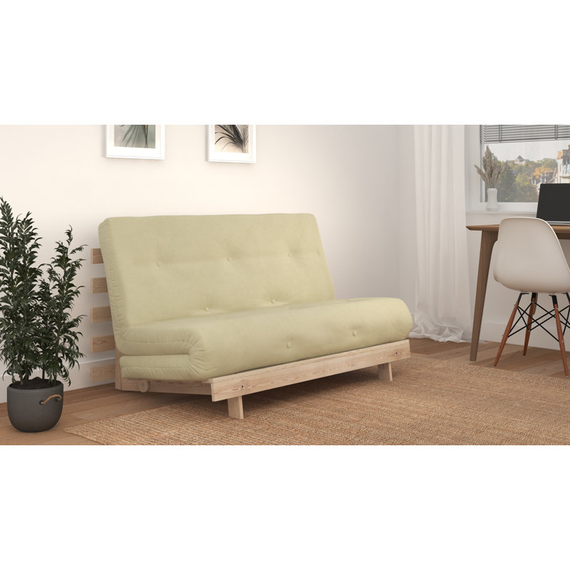 Chenango Full / Double 137cm Upholstered Futon And Mattress, Natural