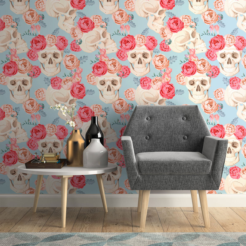 Panneau de papier peint amovible Katie Skulls, l 24 po x L 126 po