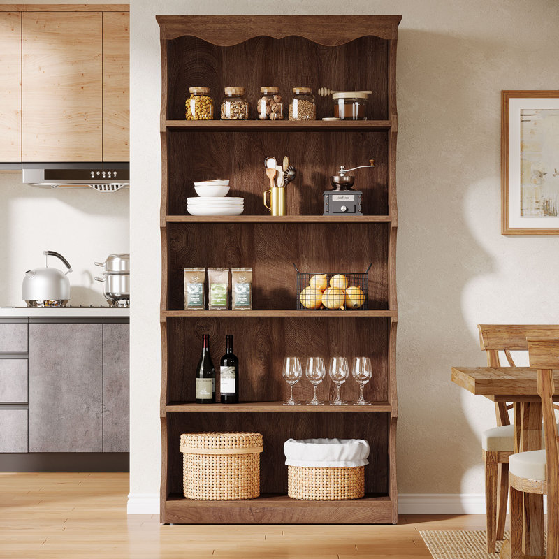 Tribesigns 70" Tall 5-tier Bookcase With Curved Edges, Vintage Wood
