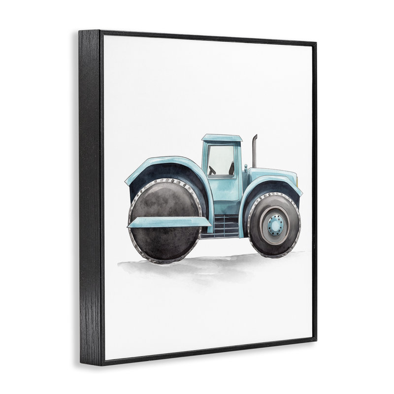 Giclées sur roulettes bleues, art par Christine Simpson, H 14 po x l 11 po, Giclée encadrée noir minuit