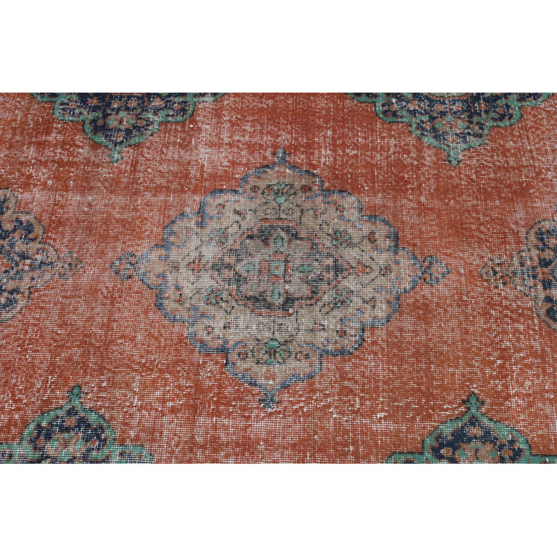 Tapis de couloir turc orange fait à la main pour un décor de salon ou de couloir à thème bohémien