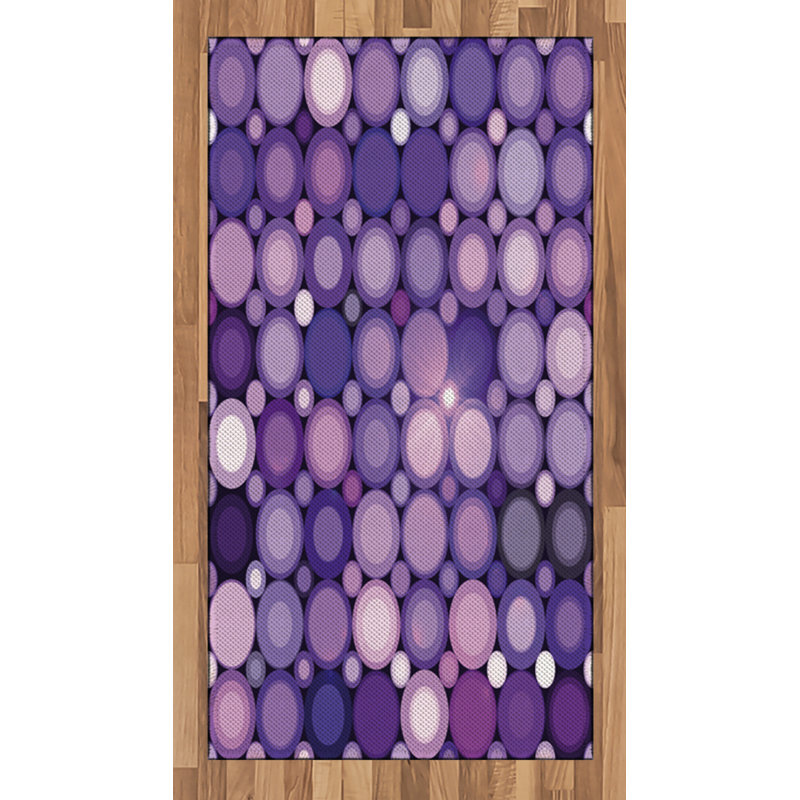 Tapis décoratif en cercles de polyester à haute densité à longs cercles, Rectangle 2 pi 7 po x 5 pi