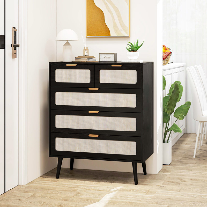 Armoire à 5 tiroirs, armoire de rangement décorative, convenant au salon, à la chambre à coucher, à la salle à manger et au bureau