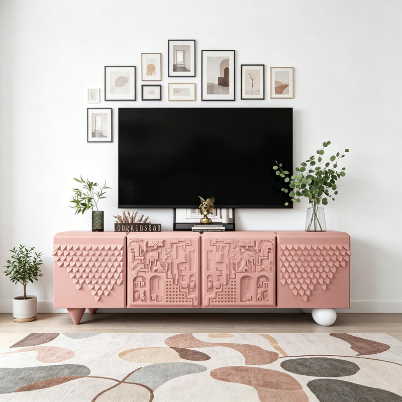 Meuble télé simple et créatif, Rose