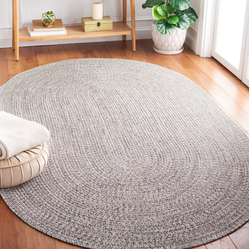 Kar Hand Woven Performance Machine Washable Rug, Oval 6' x 9', Gray/Ivory