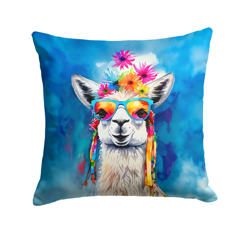 Hippie Animals Other/No Pattern Throw Pillow, 18"H x 18"W