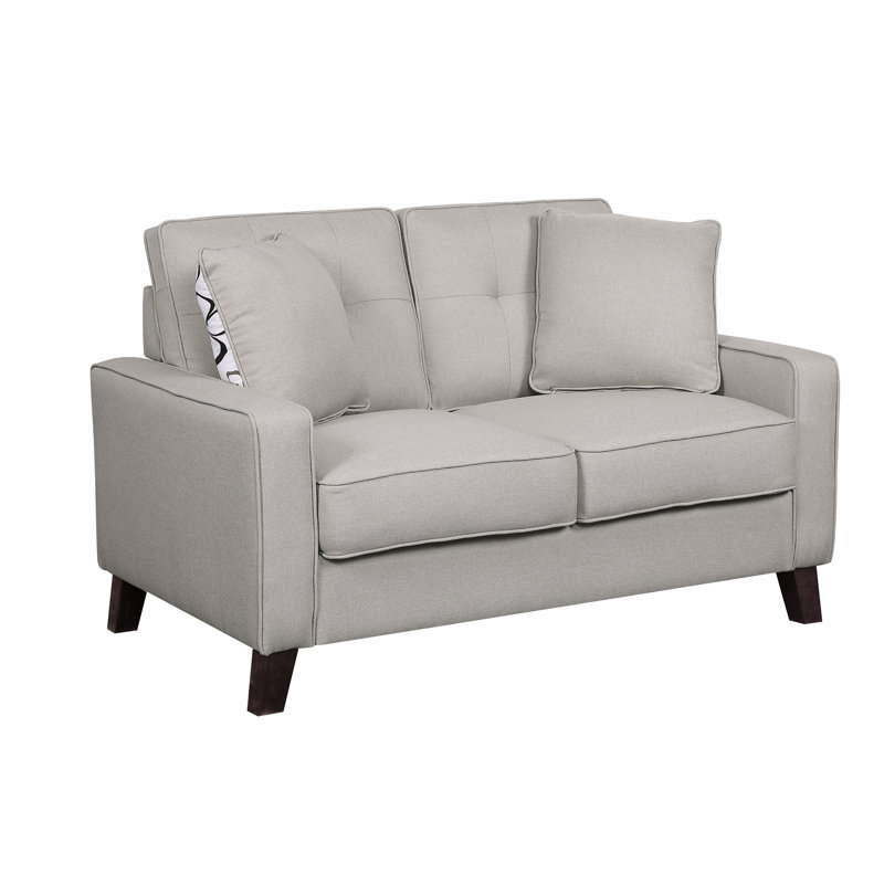 Carmenlita 51" Linen Square Arm Loveseat, Beige/Light Grey