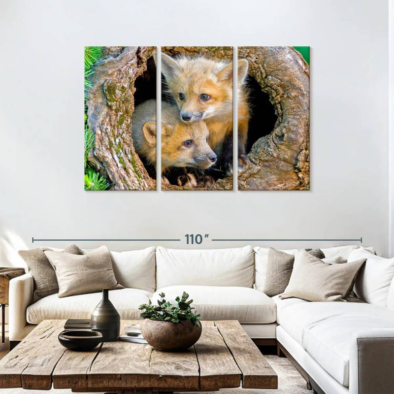Brampt Fox Pops In Hollow Log, 48" H x 74" W