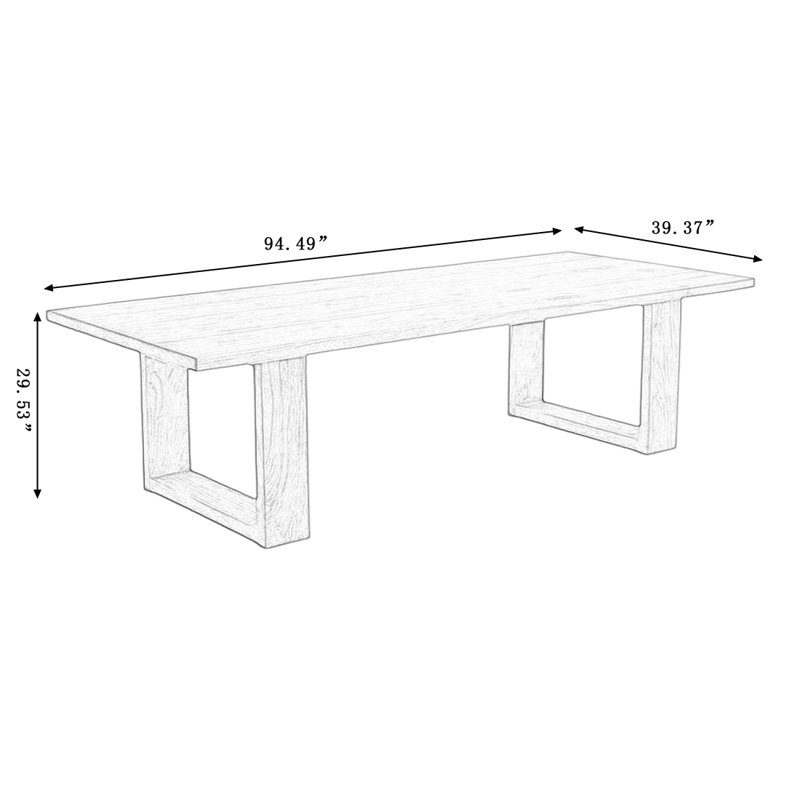 Nut-Brown Rectangular Solid Wood Dining Table, 29.53"H x 94.49"L x 39.37"W