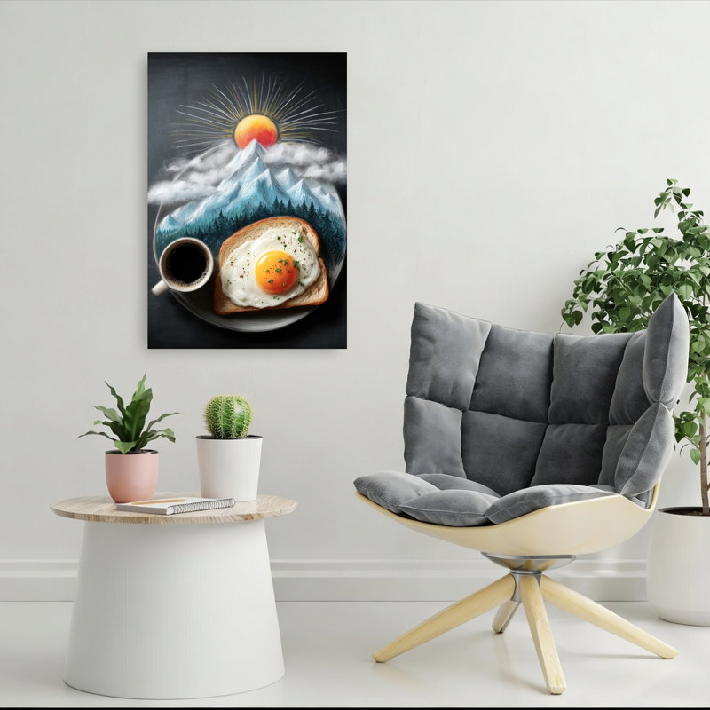 Sunrise Mountain, petit-déjeuner paisible, paysage de pin surréel rustique, montagne, art mural, H 36 po x l 24 po