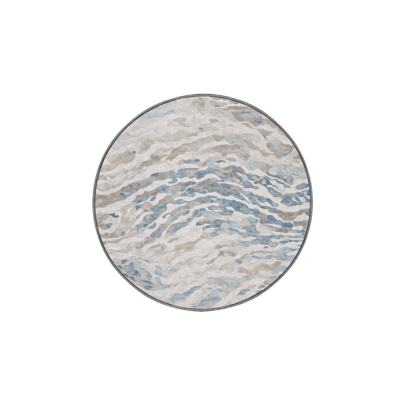 Machine Washable Gray Area Rug, Round 8'