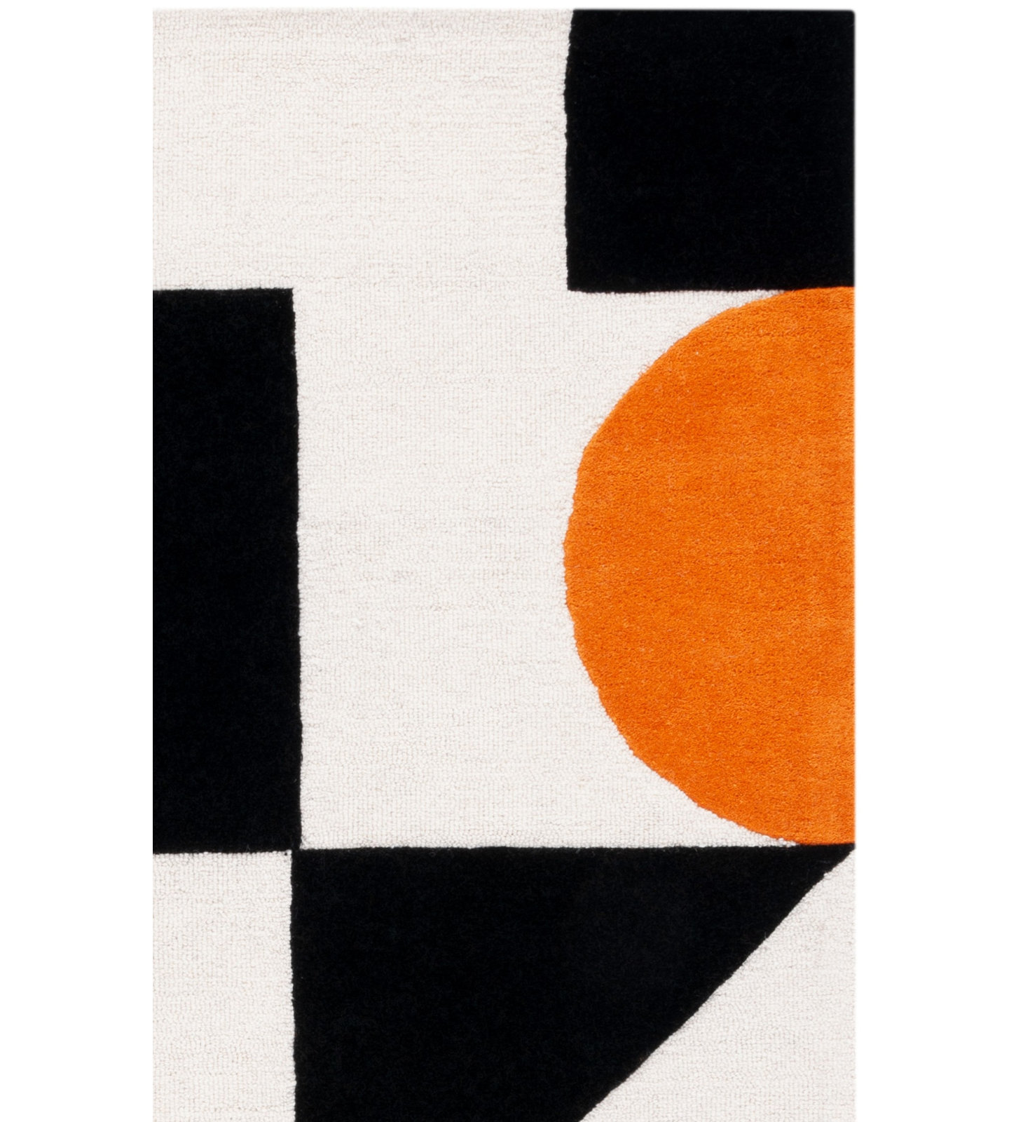 Felipe Rust Black Hand-Woven Wool Geometric Rug, Square 6'