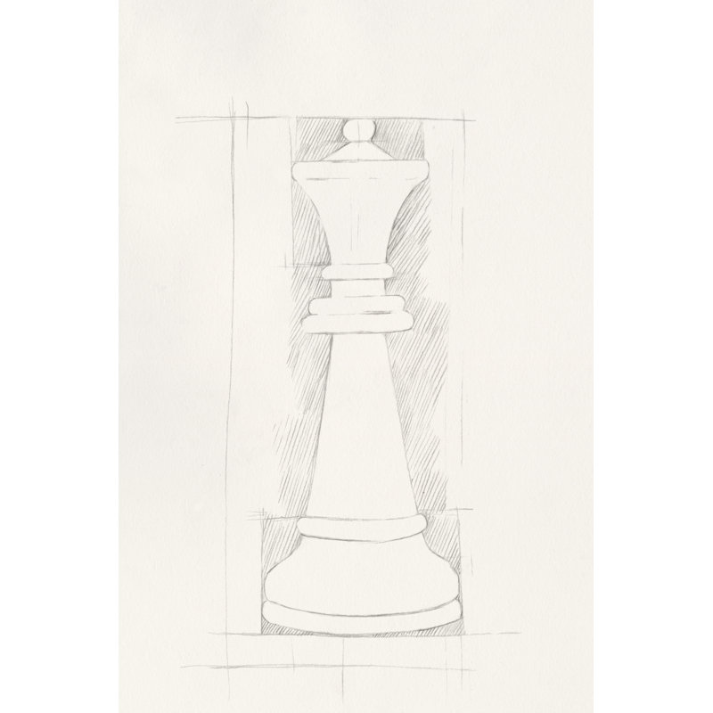 Chess Set Sketch I by Emma Caroline - Wrapped Canvas Print, 46cm H x 30cm W