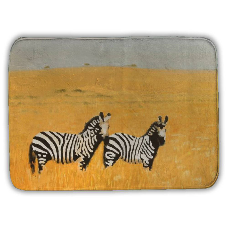 Herd of zebra Bath Mat with Non-Slip Backing - Quick Dry Memory Foam Bathroom Rug - Absorbent - Modern Plush Spa-Style - Machine Washable