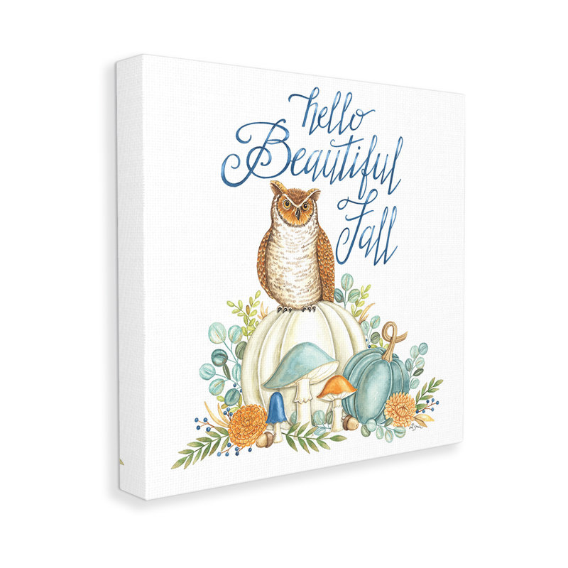 «Beautiful Fall With Owl», art mural sur toile par Deb Strain, H 30 po x l 30 po x P 1,5 po