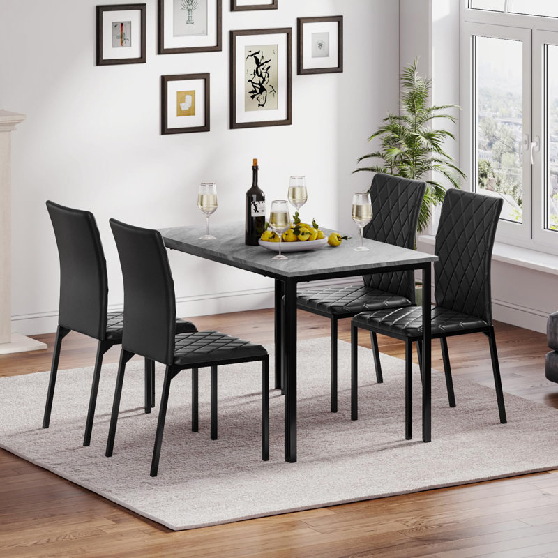 4 - Person Dining Set, Black, Black