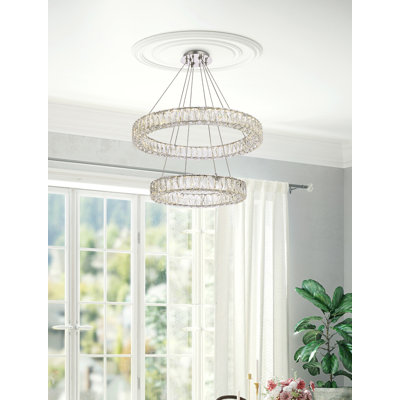 Steveson 2-Light Crystal Oval LED Chandelier 