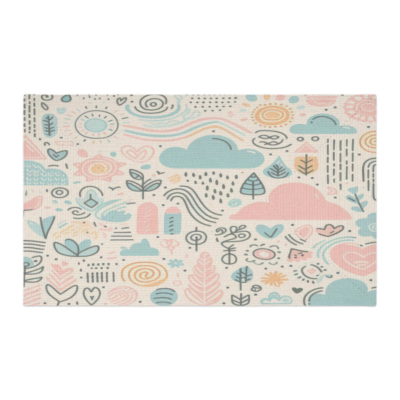 Soft Sketch Patterns Braided Rug, Rectangle 3' x 5'