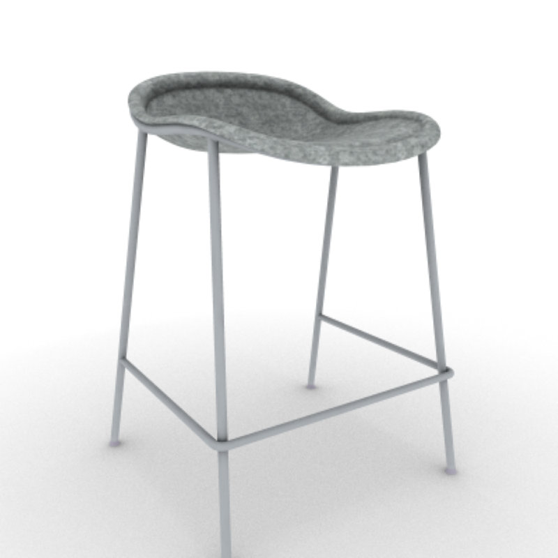 Tabouret Vale, Siège gris / cadre argenté