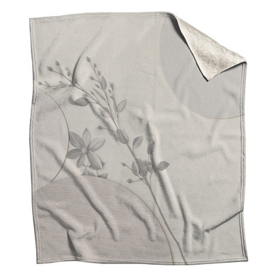 Gray Floral Circles Blankets