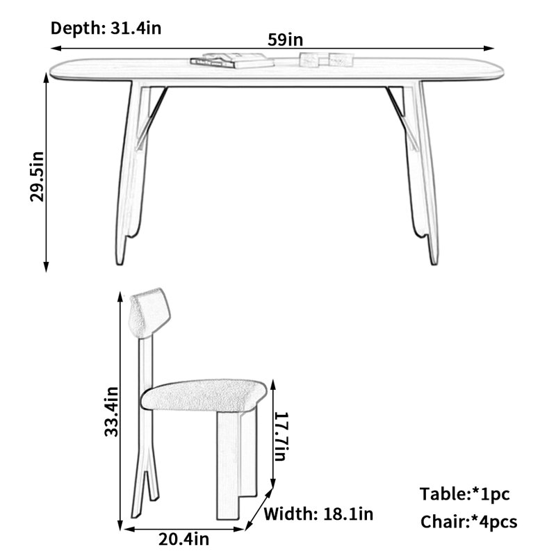 Ensemble de chaises de salle à manger Luxury, H 29,5 po x L 59 po x l 31,4 po
