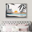 «Coastal Beach Tropical Palm Tree Ocean Beachy Sunset Coastal Decor», reproduction d'art sur toile encadrée-73333716-73333720