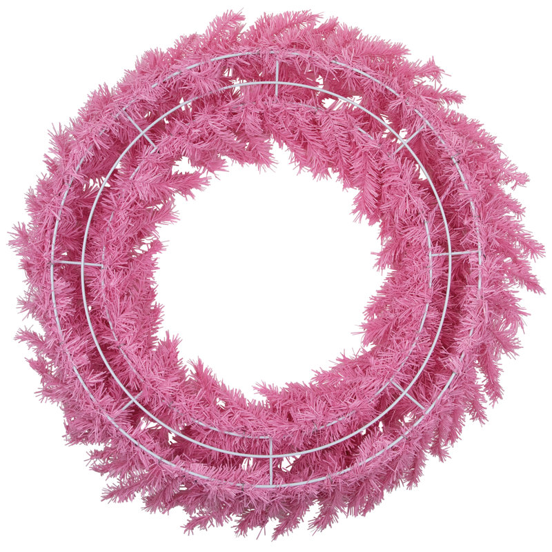 Couronne de Noël artificielle 36 po non éclairée, Rose, 36 pouces