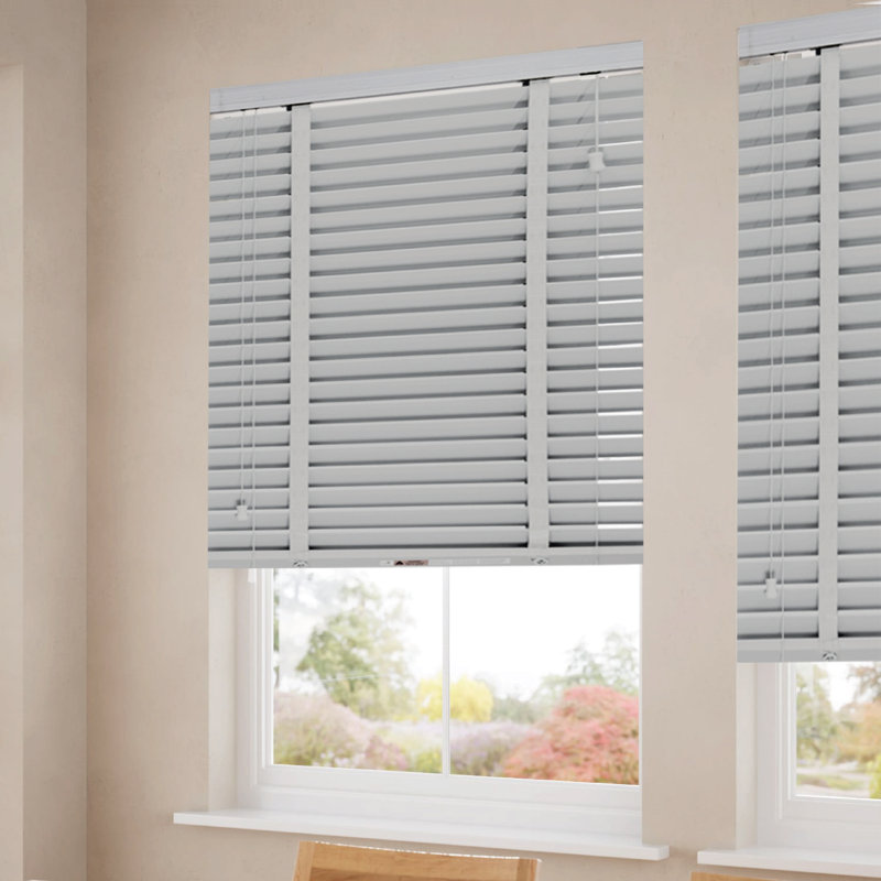 Fauxwood Tape Blind, Grey, 213 cm L x 90 cm W