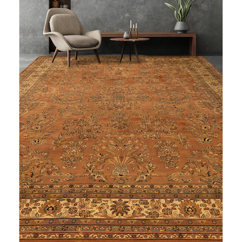 Hand Knotted Wool Area Rug in Cream