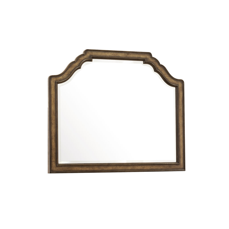 Traditional Brown Wood Landscape Dresser Mirror