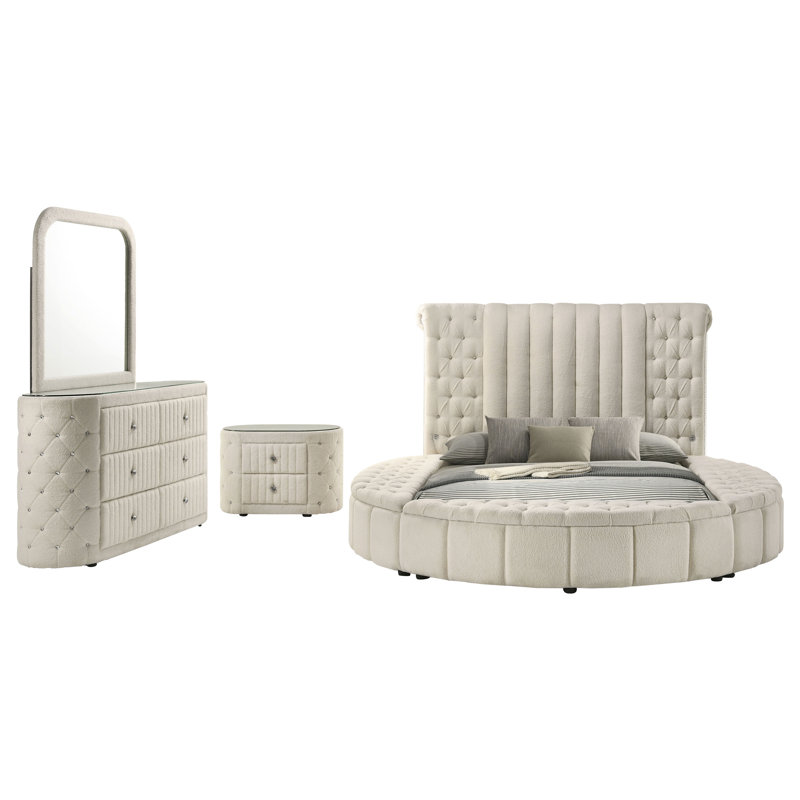 Ensemble de chambre avec grand lit tapissier Giada, Grand