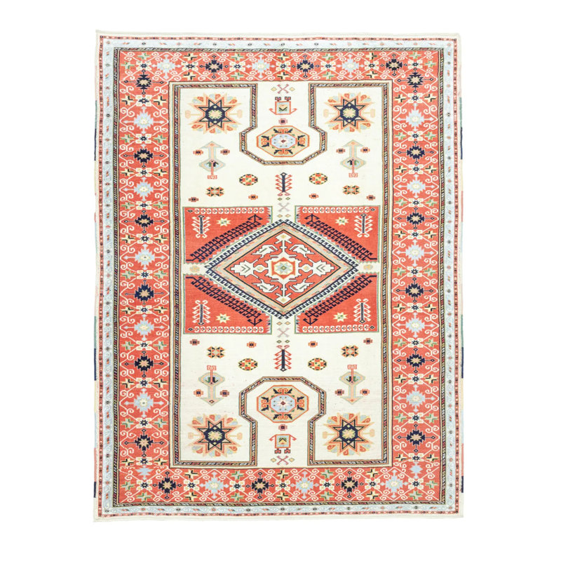 Tapis en laine tissé à la main à motif géométrique Orchis