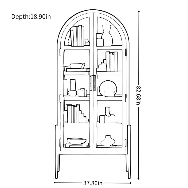 American Simple Classic Display Cabinet, Black
