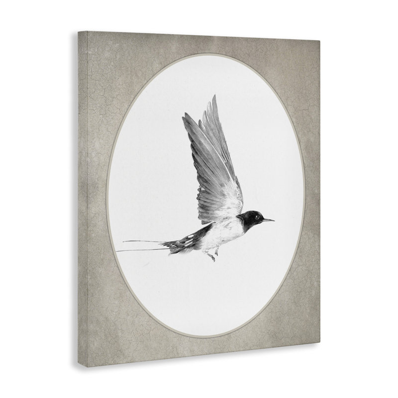 Oiseau en vol, art mural sur toile, H 20 po x l 16 po