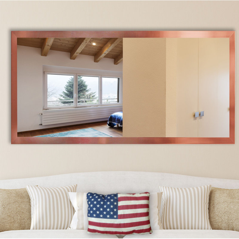 Ariyanna Medium-density Fiberboard Flat Mirror, 34" H x 63.5" W, Copper