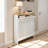 Modern Radiator Cover with Drawer White Slatted MDF Heater Cabinet with Natural Wood-Textured Top-136176183