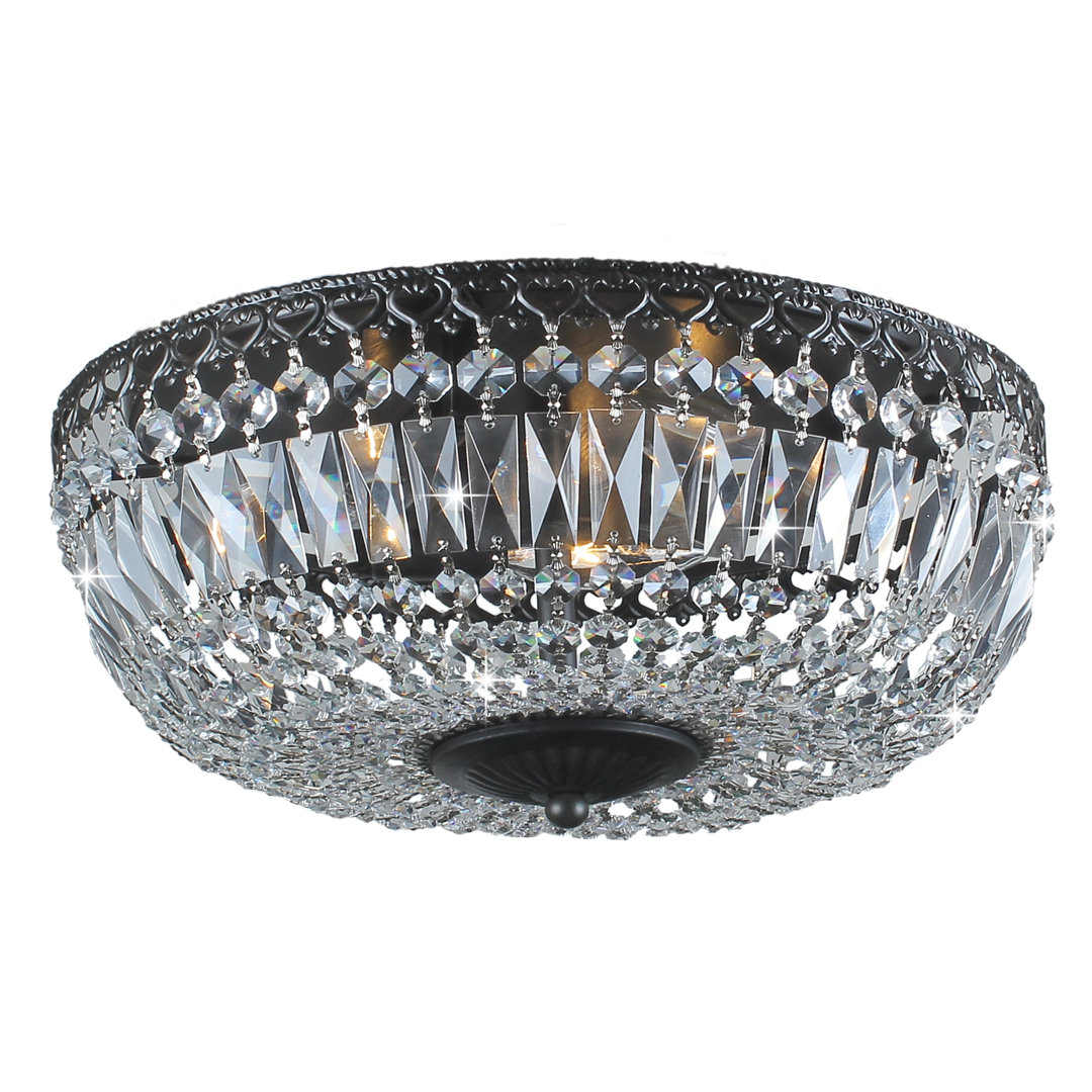 Macri 3-Light 14.2" Antique Black Crystal Flush Mount Chandelier Willa Arlo™ Interiors